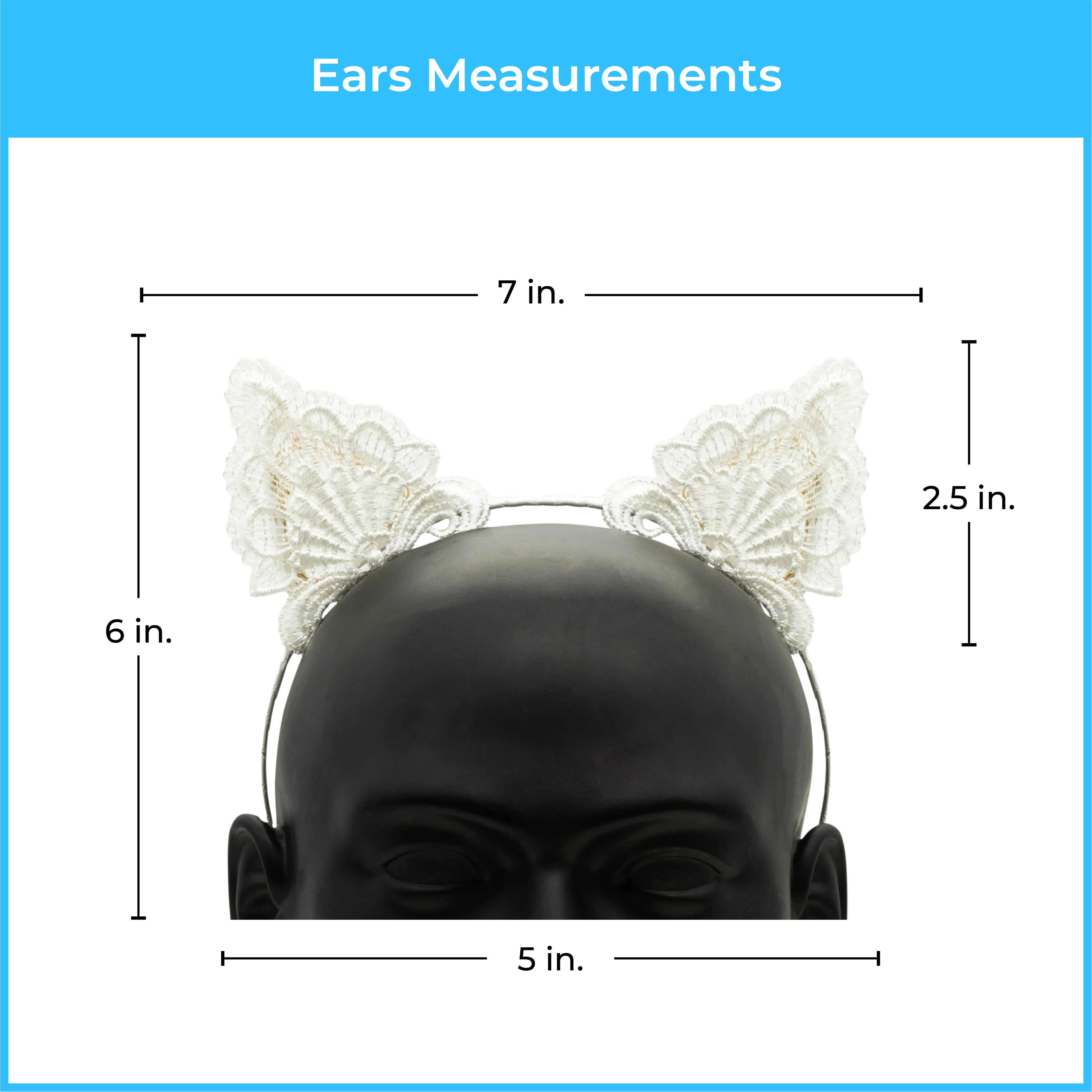 LED Cat Ears - White Lace/Pink LED - Image 3